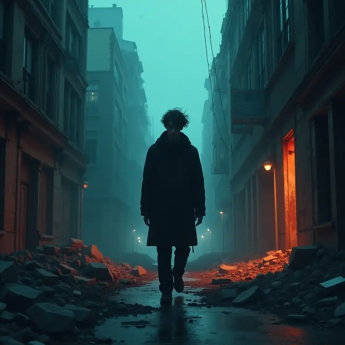 Young man lost on broken city streets