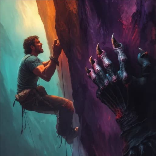Man climbing out of hell