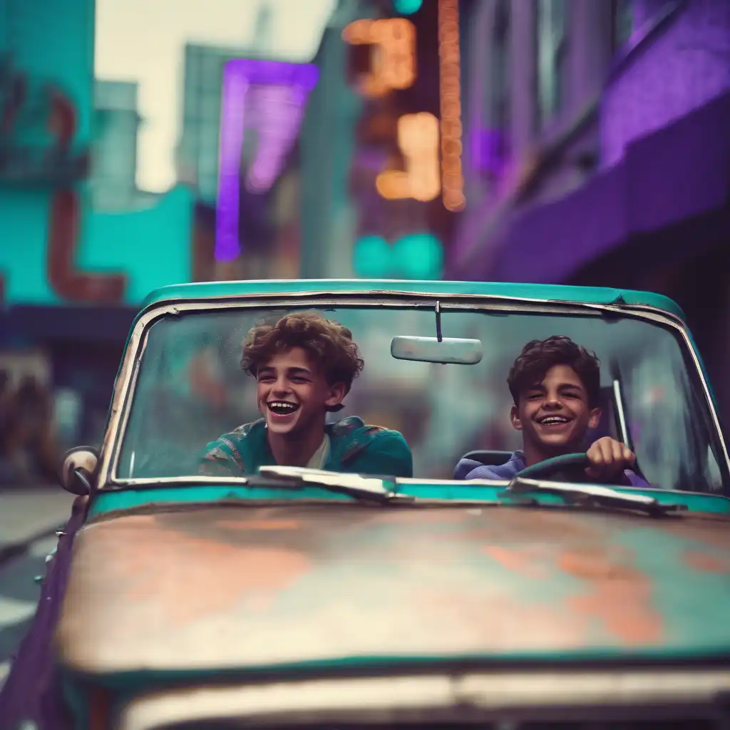 Carefree kids in car